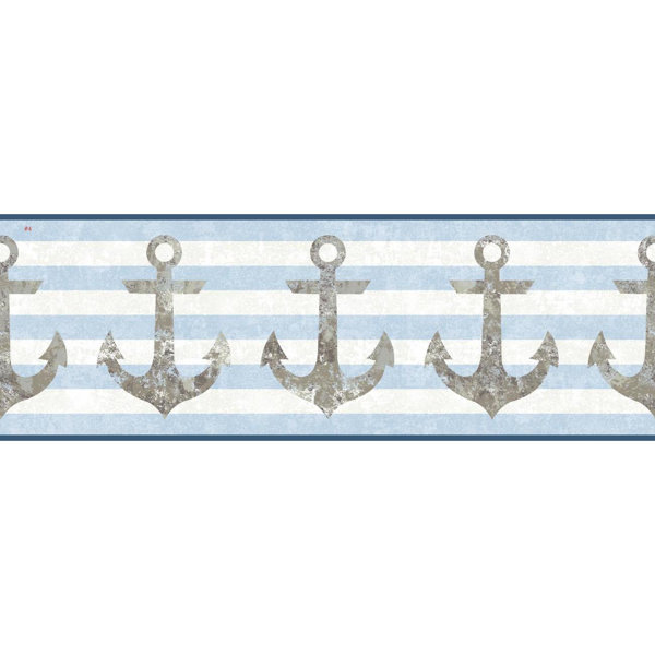 York Wallcoverings Nautical Living Anchors Away Stripe 15 L X 9