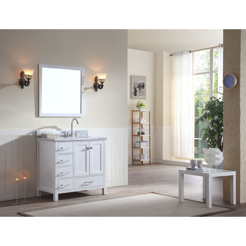 Andover Mills Minneota Modern 37 Single Bathroom Vanity Set With Mirror Reviews Wayfair