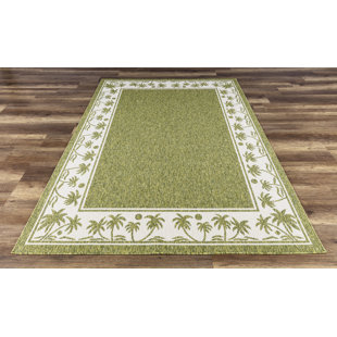 Weather Resistant Outdoor Rug Wayfair Springcreek Beautiful Tropical Palms Green Indoor Outdoor Area Rug