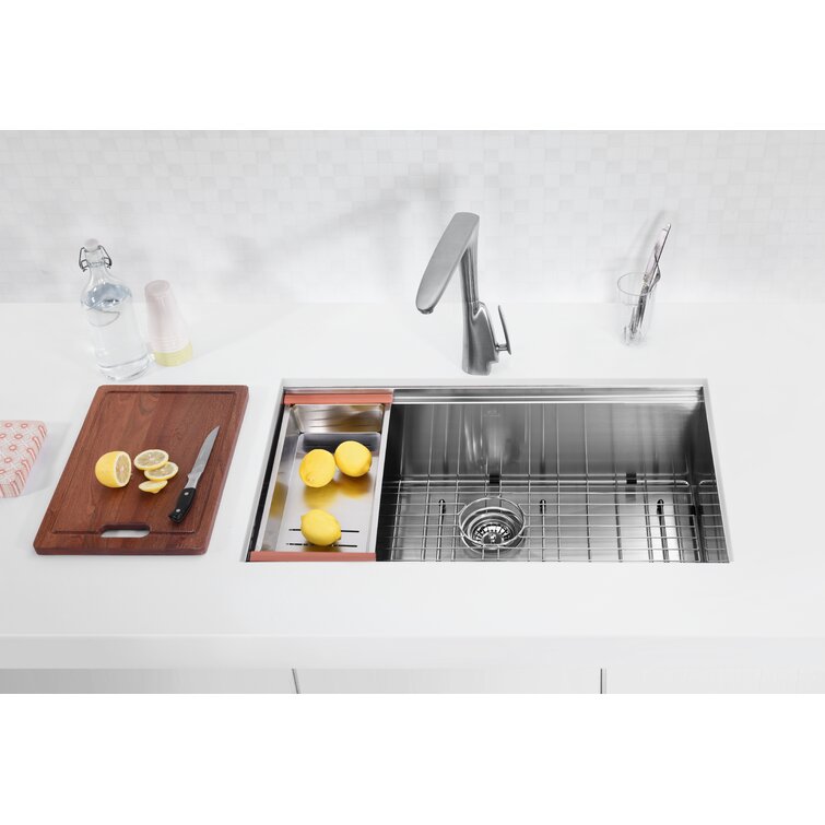 Anzzi Aegis 33 L X 19 W Undermount Kitchen Sink With Cutting Board And Colander Wayfair