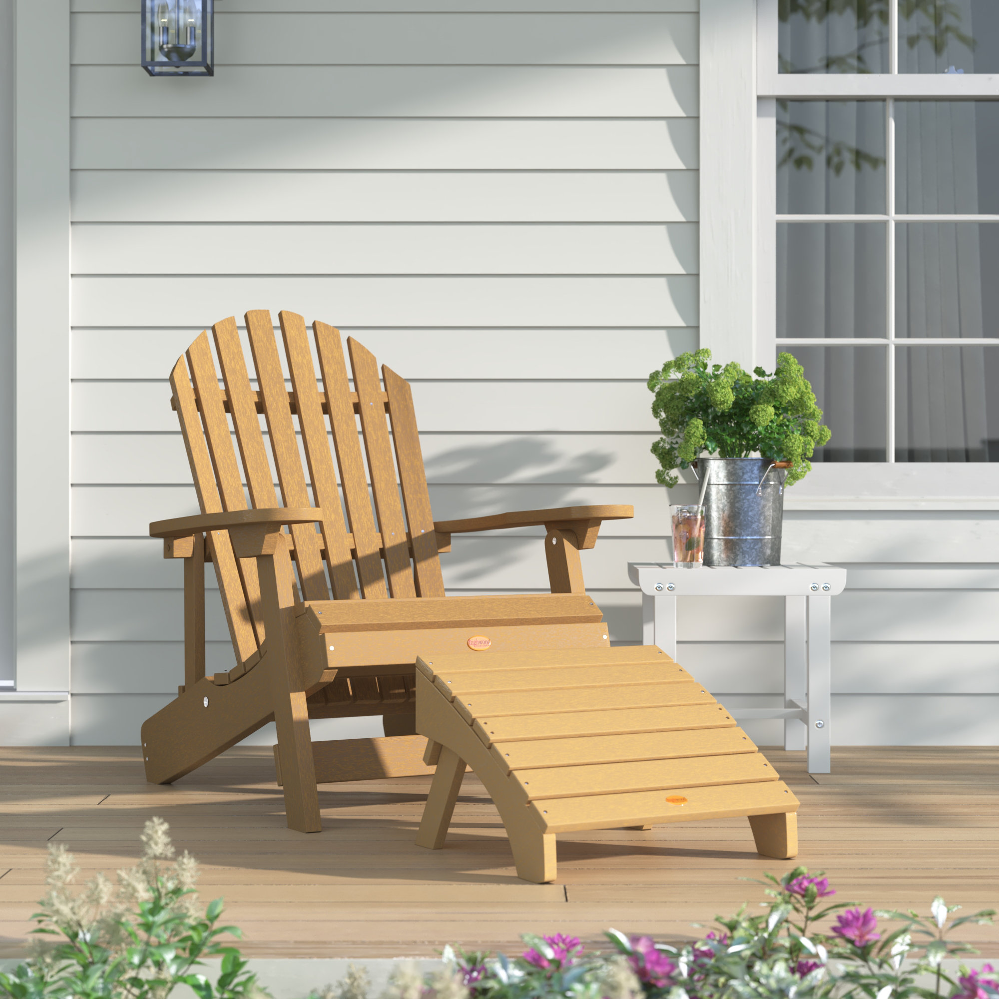 Anette Plastic Folding Adirondack Chair with Ottoman