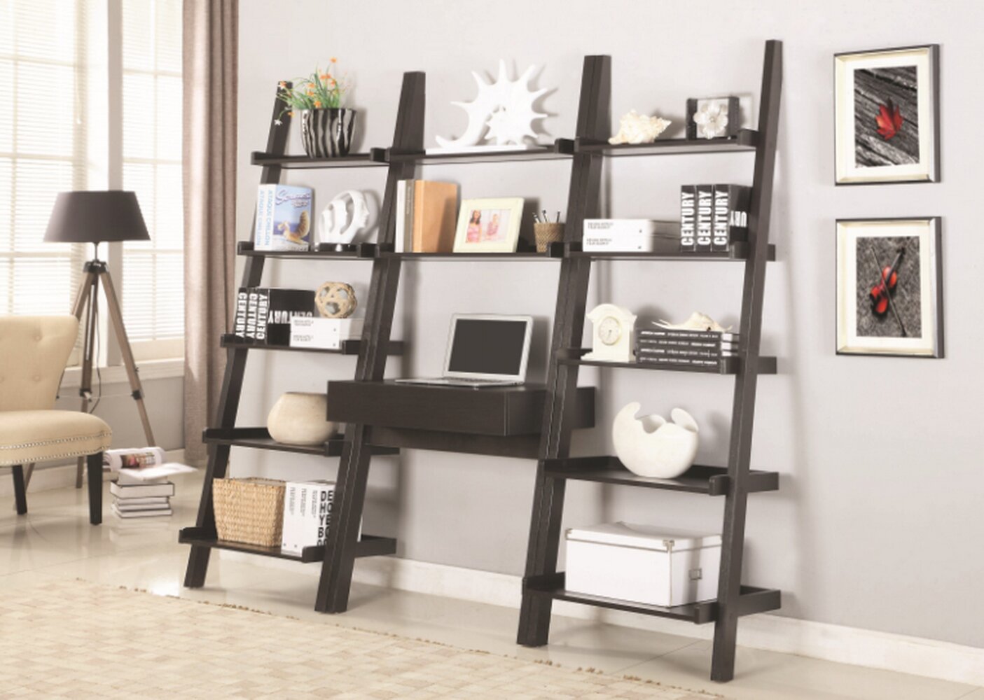Ebern Designs Melodie Ladder Desk With Bookcases And Reviews Wayfair