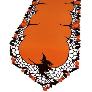 ZOEO Table Runner Spooky Dancing Halloween Skeletons and Pumpkins Pattern Long Non-Slip Dining Runners Decorative for Wedding Coffee Home Kitchen Party 14 x 108 Inch Dresser Scarf 