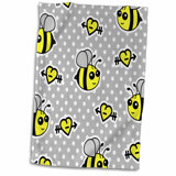 3dRose Gold Crown Keep Calm and Love Bumble Bees Towel 15 x 22