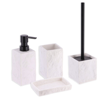 Stone Effect 4 Piece Bath Accessory Set