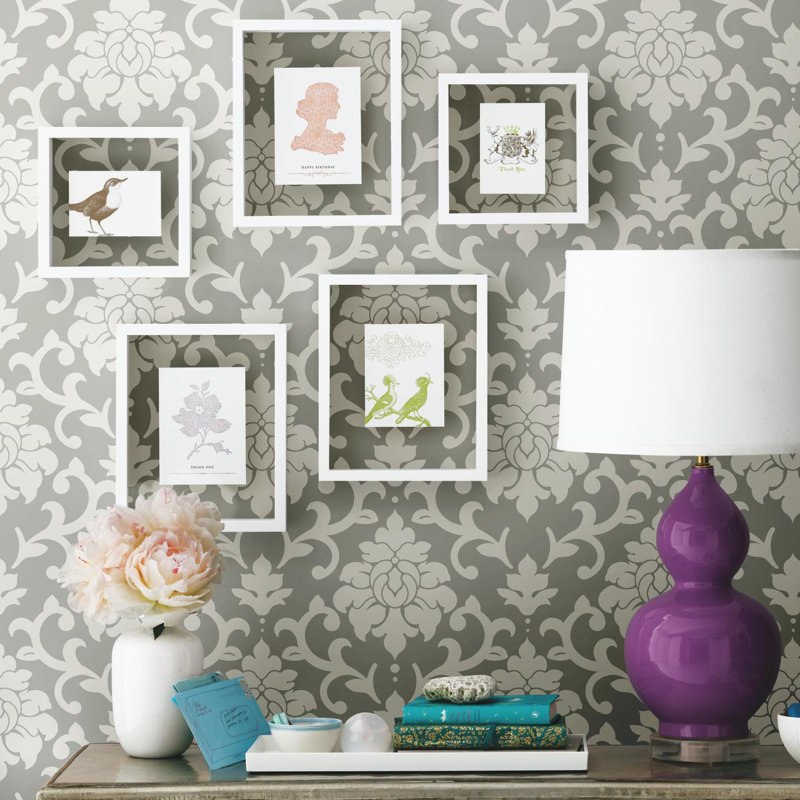 House Of Hampton Milford 16 5 L X 20 5 W Damask Peel And Stick Wallpaper Roll Reviews Wayfair