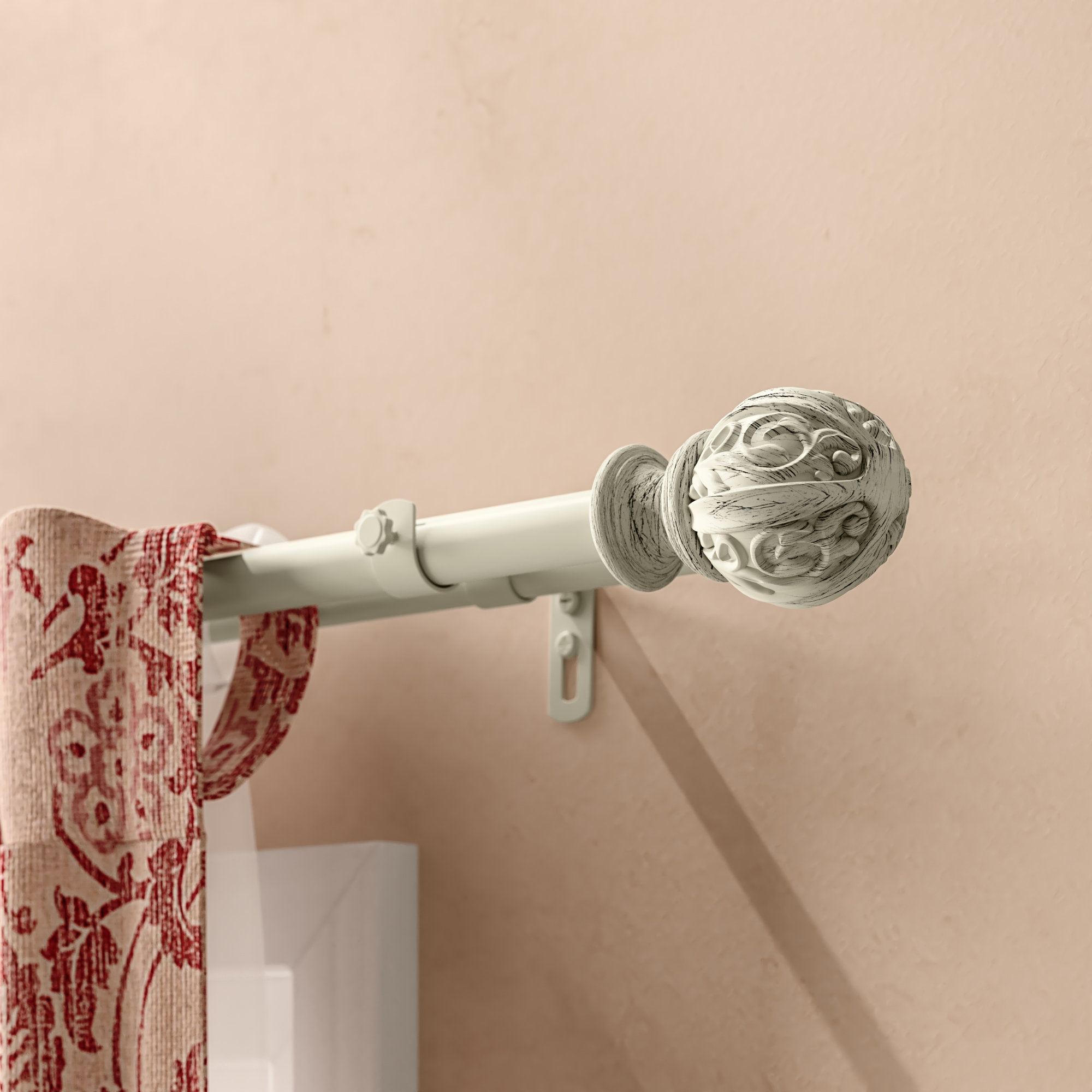 Lark Manor Parlex Core Leaf Ball Double Telescoping Drapery Rod