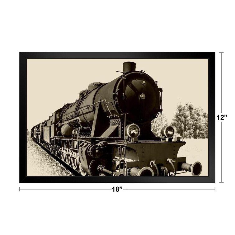 Steam Engine Train Black and White Vintage Retro Photo Art Print Poster 18x12 in