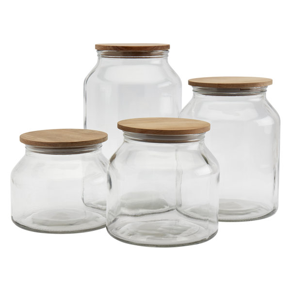 Mason Craft & More European Belly Glass Canisters W/ Acacia ...