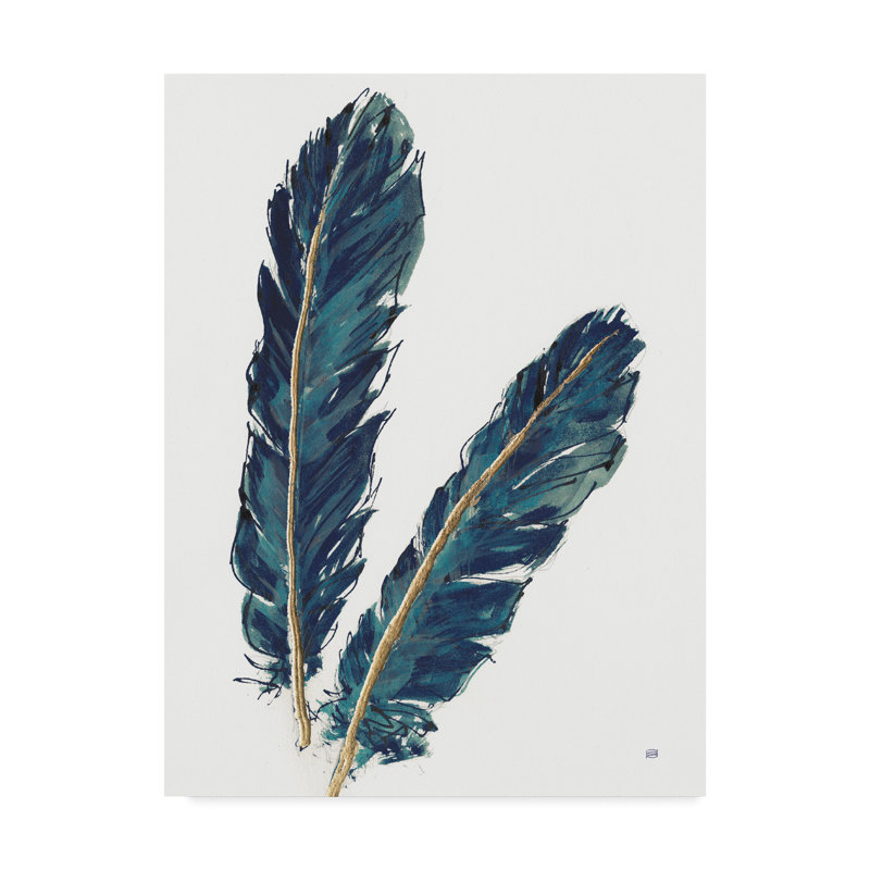 World Menagerie Gold Feathers Iv Indigo Crop Acrylic Painting