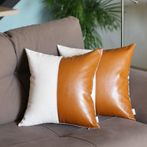 round leather pillow
