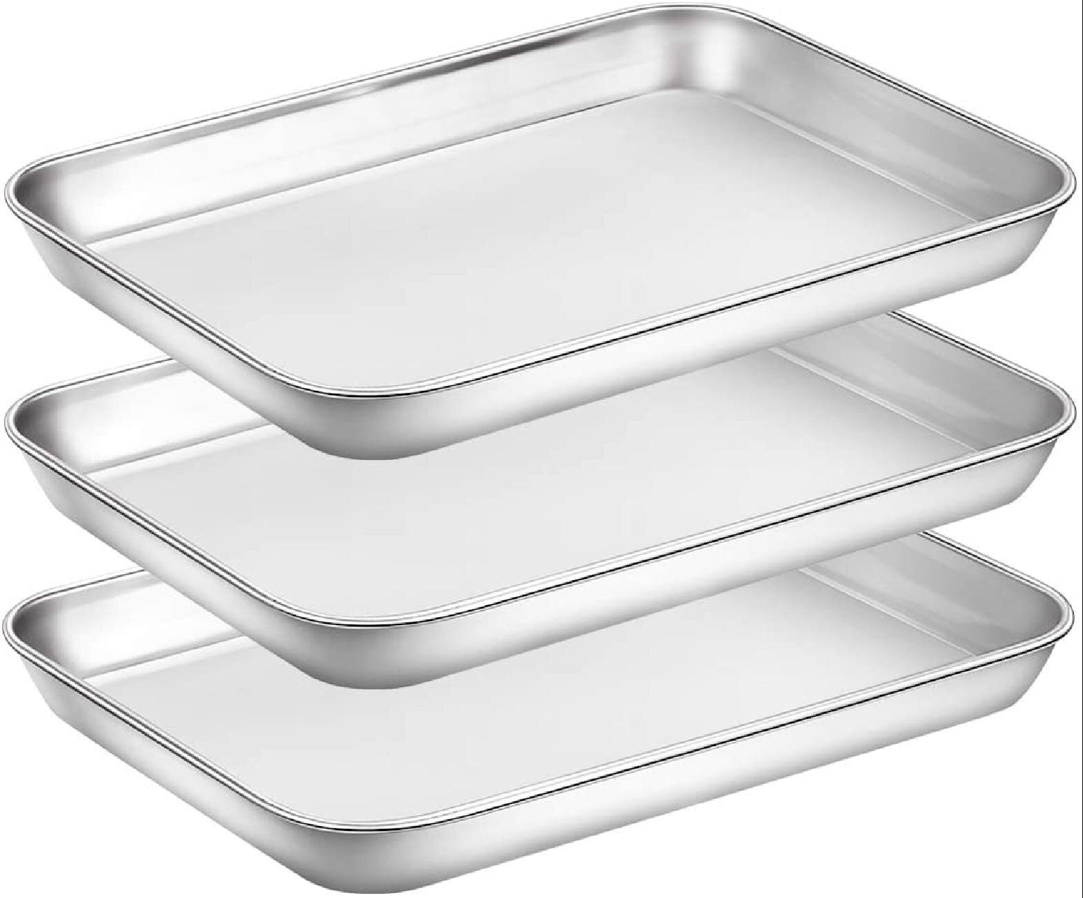 Umite Chef Stainless Steel 16 x 12 x 1 Inch Cookie Sheet Baking Pans with Cooling Rack Easy Clean & Heavy Duty Baking Sheet with Rack Set Dishwasher Safe Cookie Pan with Rack Non Toxic & Healthy