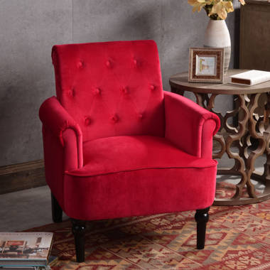 red upholstered armchair