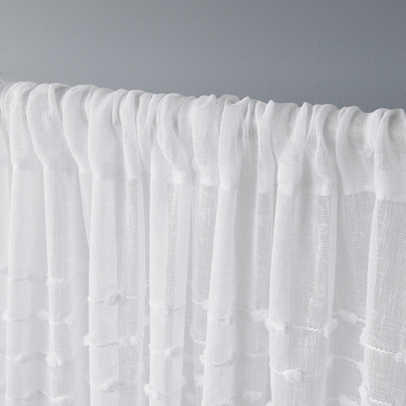 Bovey Puff Embellished Sheer Thermal Rod Pocket Curtains &amp; Reviews