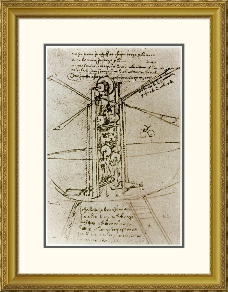 Vault W Artwork Drawing Of A Flying Machine By Leonardo Da Vinci Framed Graphic Art Wayfair