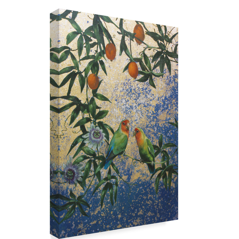World Menagerie Lovebirds 2 Acrylic Painting Print On Wrapped