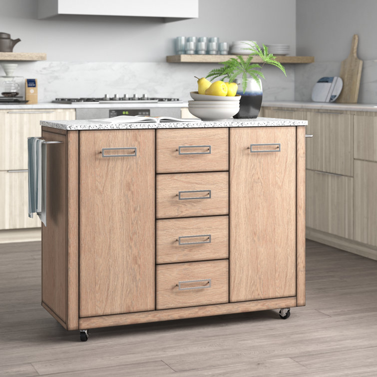 Mercury Row Bucher Kitchen Cart With Granite Top Wayfair