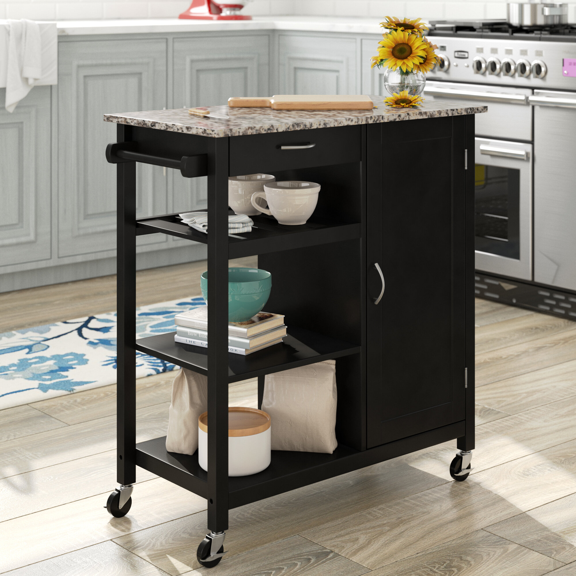 Red Barrel Studio® Auden 32'' Wide Rolling Kitchen Cart with Marble Top ...