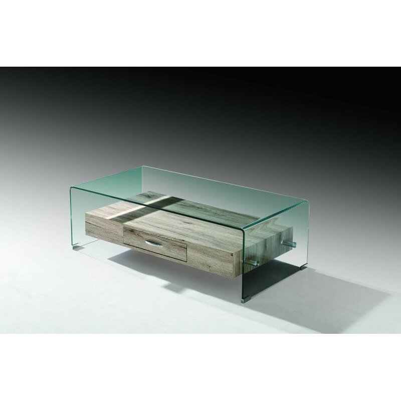 Orren Ellis Modern Riz Glass Waterfall Coffee Table With ...