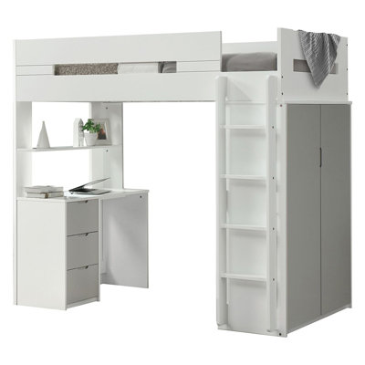 Mack Milo Adne Wooden Twin Loft Bed With Drawers And Desk Shelf