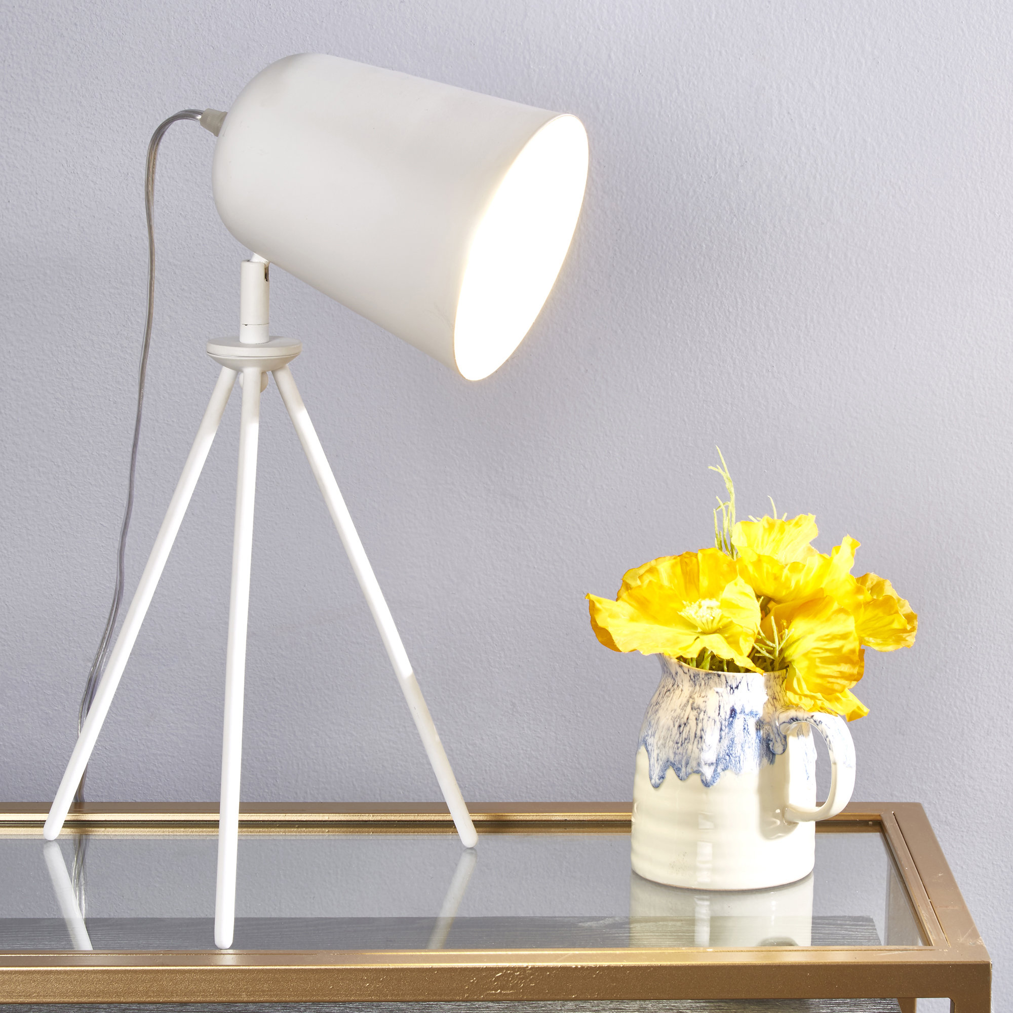 yellow tripod table lamp