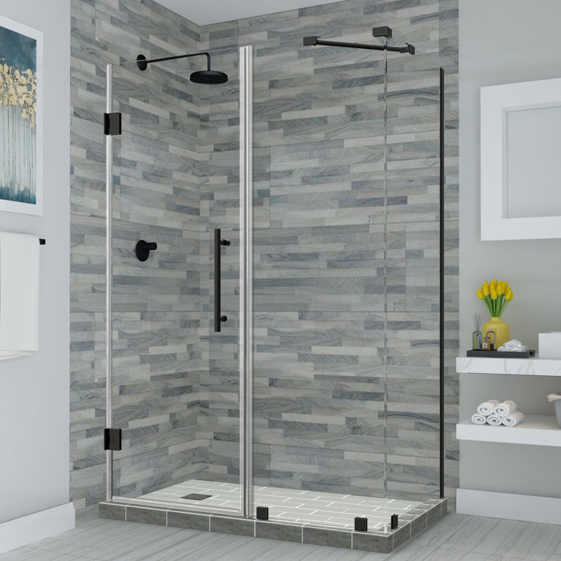 SEN967EZ-MB-743634-10 Bromley Frameless 74.25" x 72" Rectangle Hinged Shower Enclosure