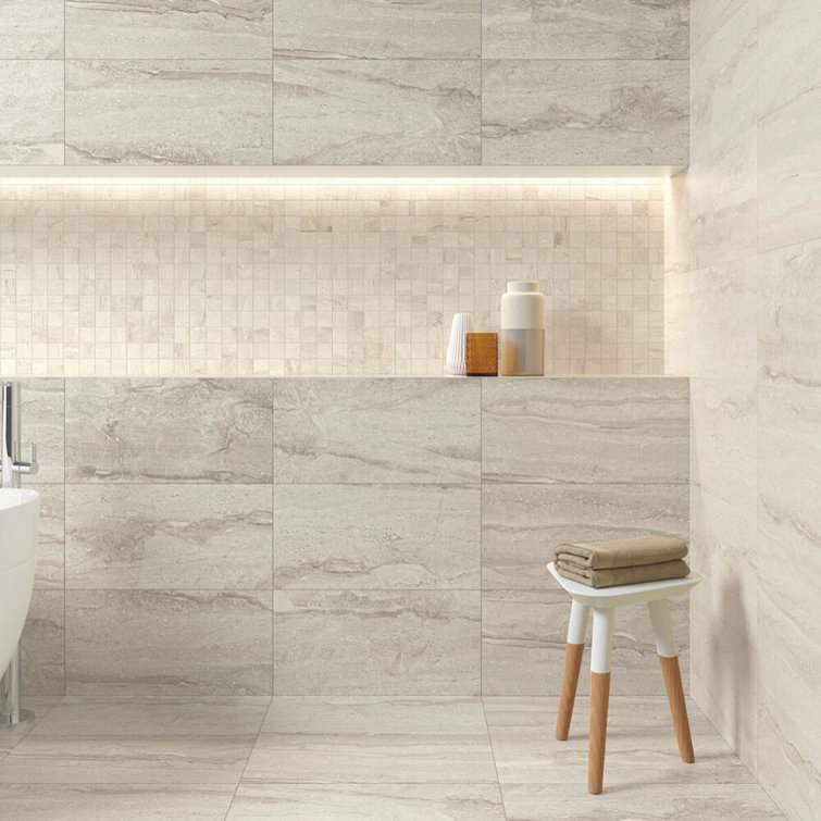 Rocky 12" x 24" Porcelain Marble Look Wall & Floor Tile