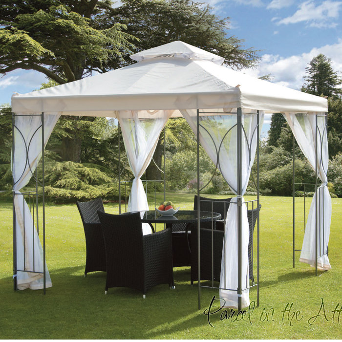 Angel Living Tonnelle Pliable Auvent En Fer 2 5x2 5m Tente De Reception Pavillon De Jardin Gris Avec 2 Parois Laterales Amovibles