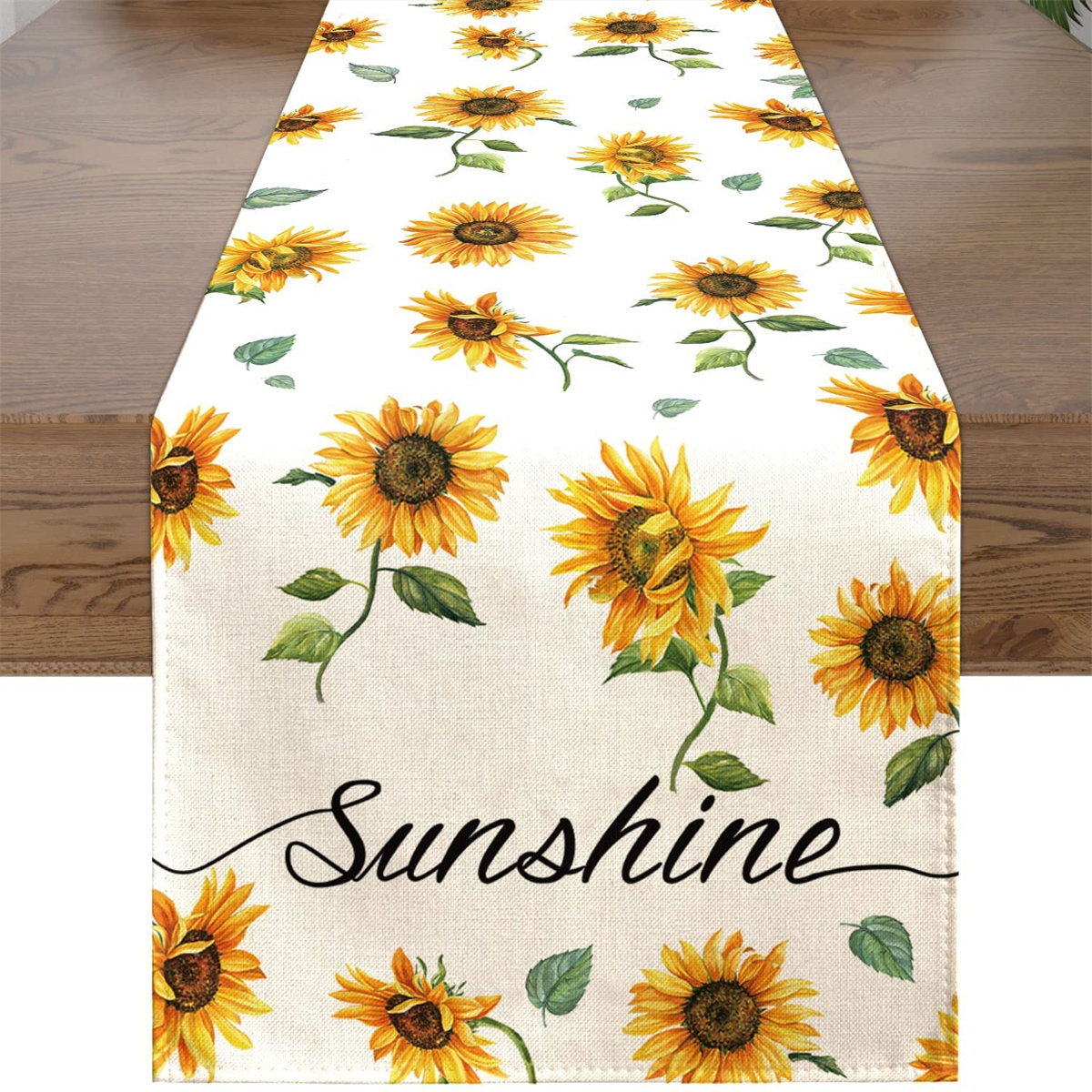 Summer Gnomes Sunflower Table Runner 70 inches Floral Flowers Yellow Runner for Table Everyday Use Seasonal Kitchen Spring Summer Decor