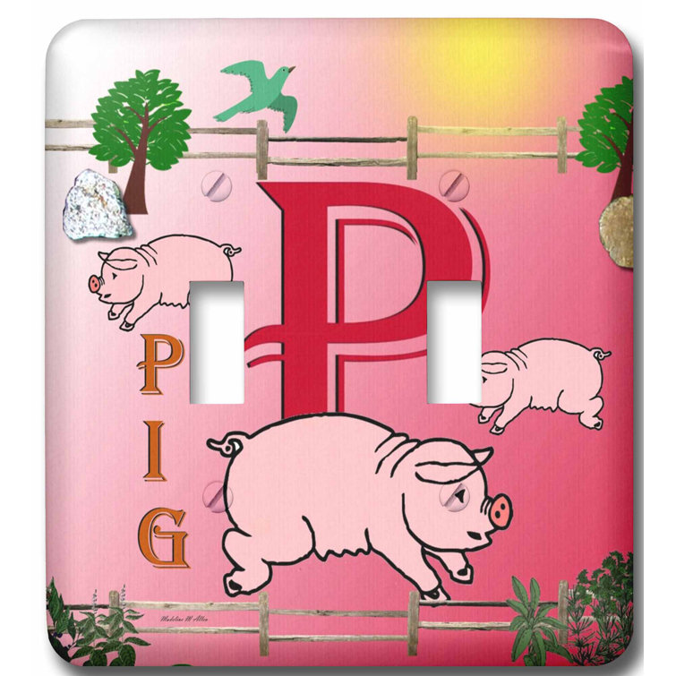 Decorative Animal Alphabet Art for Children 2-Gang Toggle Light Switch Wall  Plate