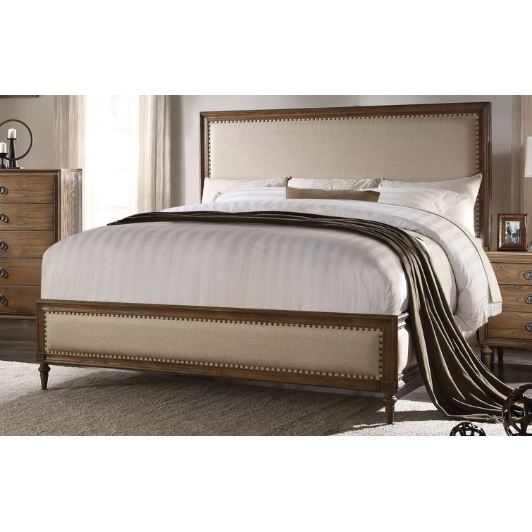 Gracie Oaks Caudell Solid Wood and Upholstered Low Profile Standard Bed
