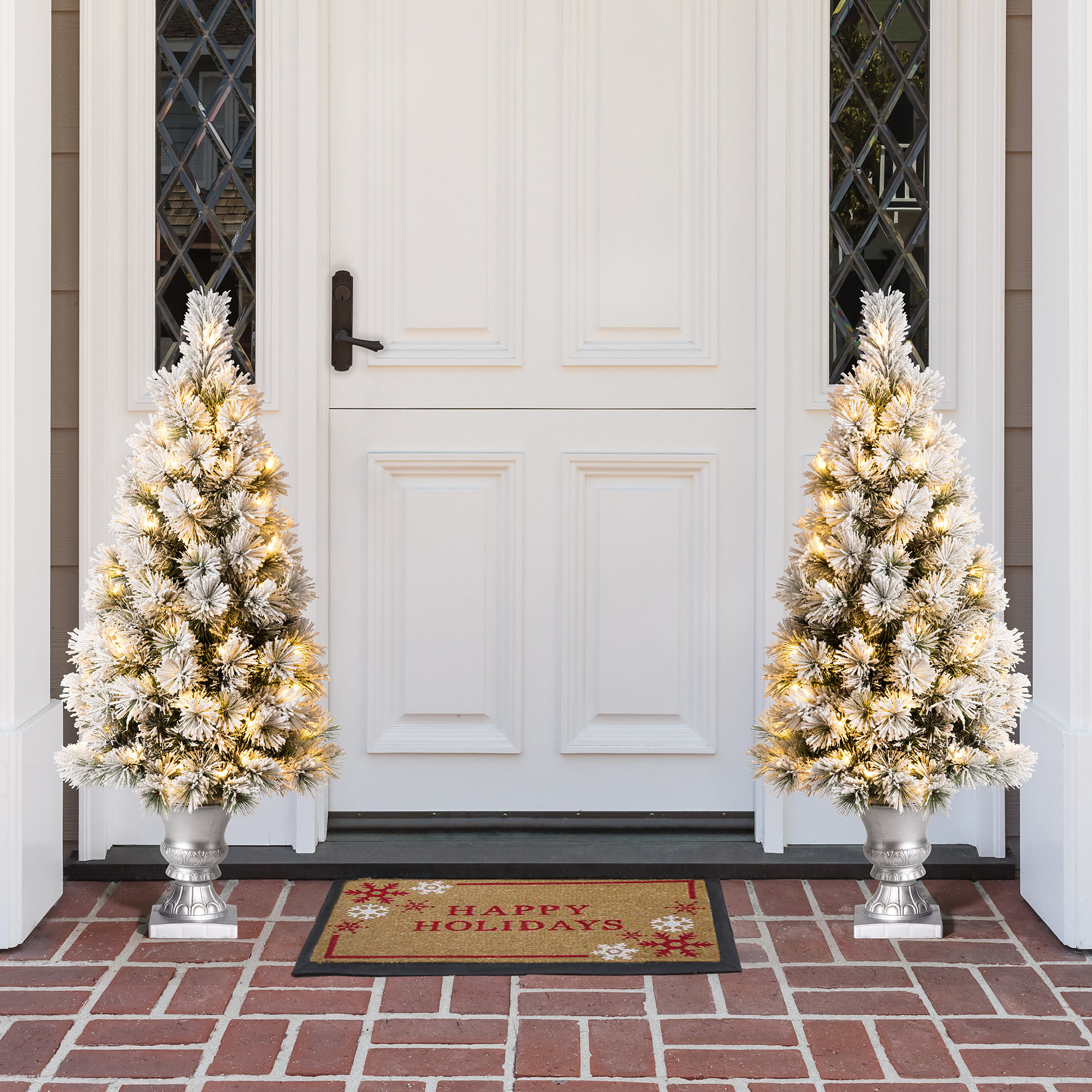 The Holiday Aisle® 4ft Slender Flocked/Frosted Pine Christmas Tree with