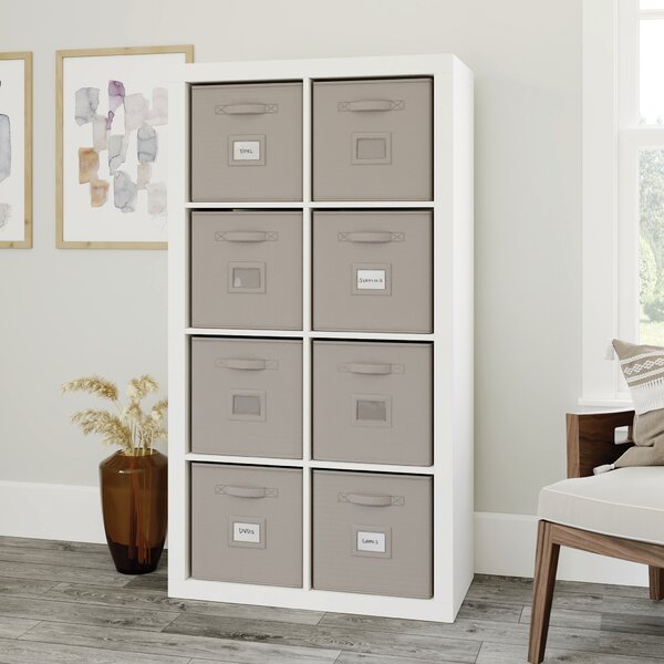 EUGAD Cube Shelves Storage Unit Wardrobe Cabinet Standing DIY Bookcase Shoe Rack Interlocking White 8 Cube with Doors 