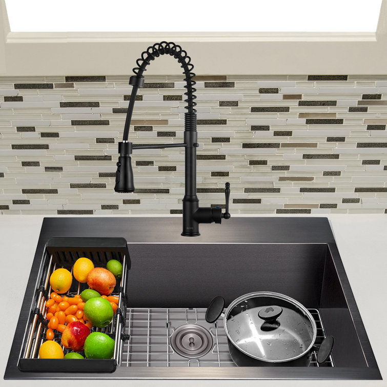 Akdy All In One Stainless Steel 33 L X 22 W Drop In Kitchen Sink With Faucet Wayfair