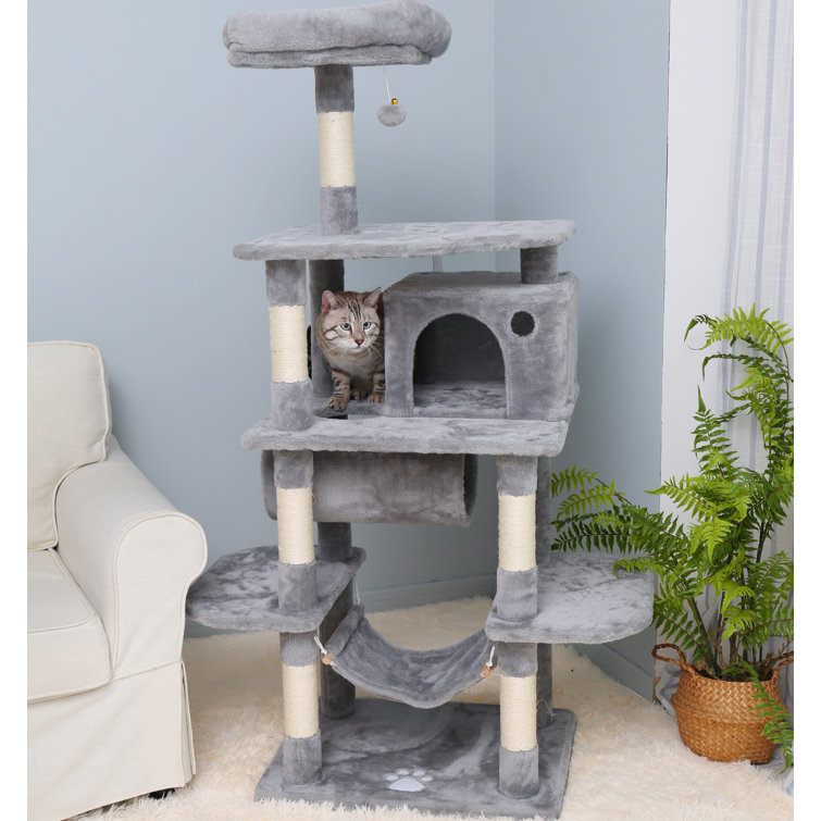 Tucker Murphy Pet Cat Tree Condo Furniture Kitten Activity Tower Pet Kitty Play House With Scratching Posts Perch Hammock Tunnel Wayfair