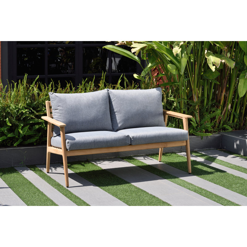 Brayden Studio Darrah Deep Seating Teak Patio Sofa With Cushions
