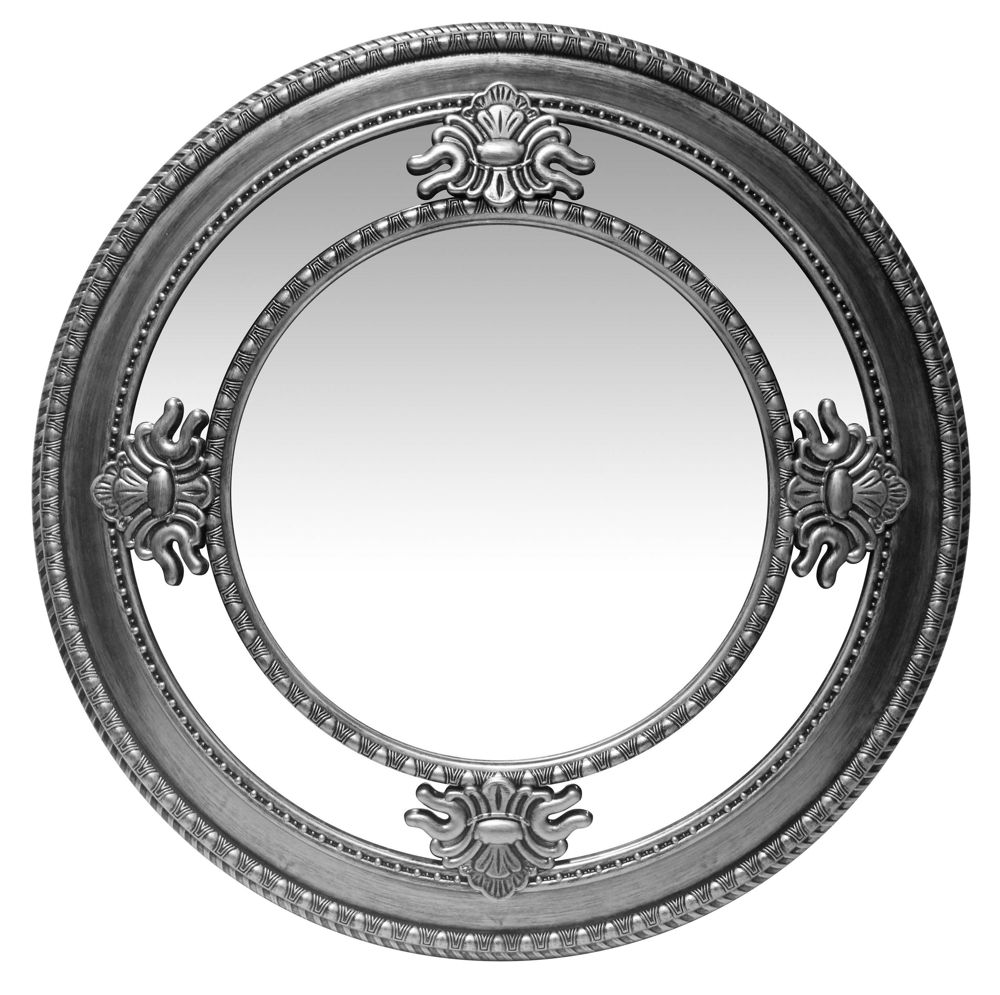 Mirrors 23. Зеркало Версаль-круг. Версаль серебро. Harcourt Round Wall Mirror. Silver frame.