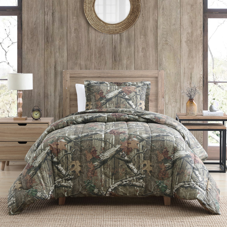 Mossy Oak Brown/Green Standard Cotton Reversible 3 Piece Comforter Set ...