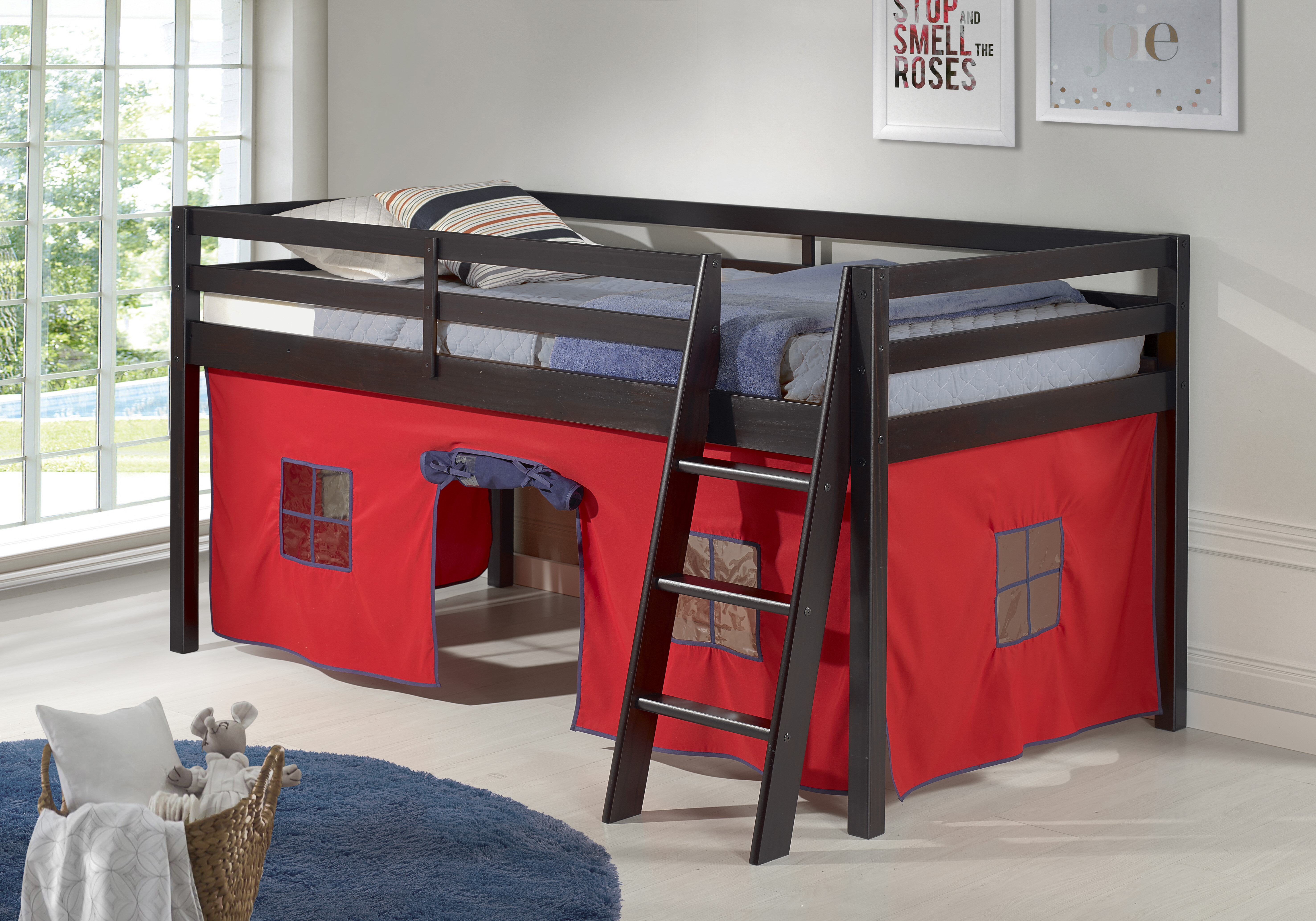 twin low loft bed with storage by step2