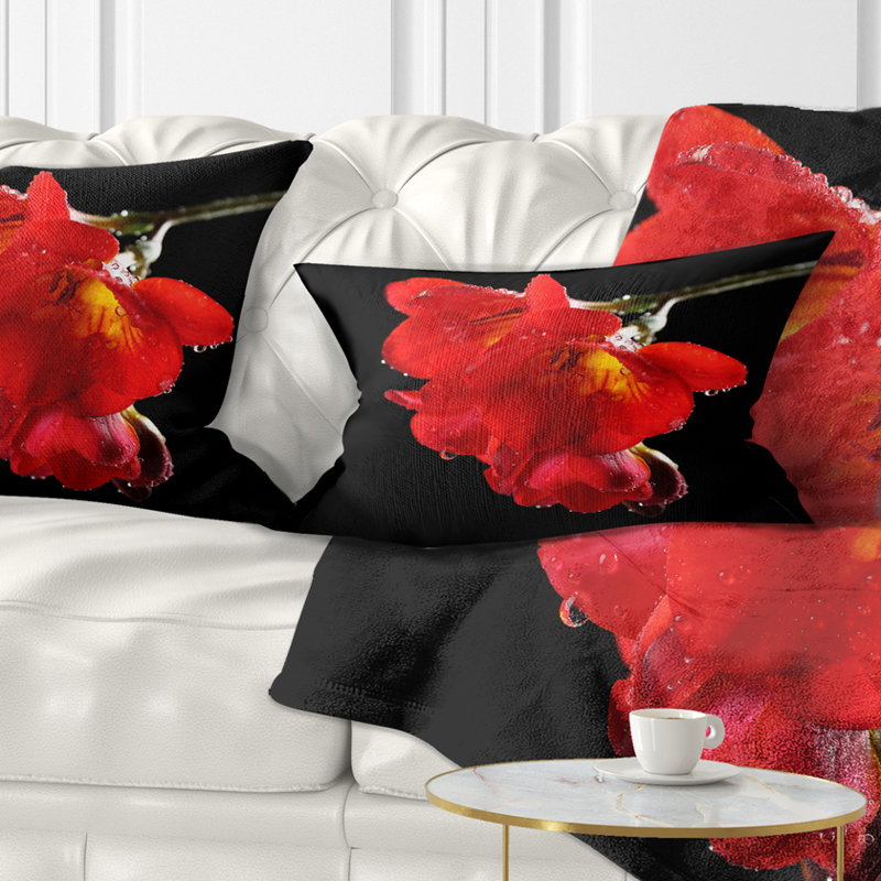 East Urban Home Floral Freesia Flower On Background Lumbar Pillow Wayfair
