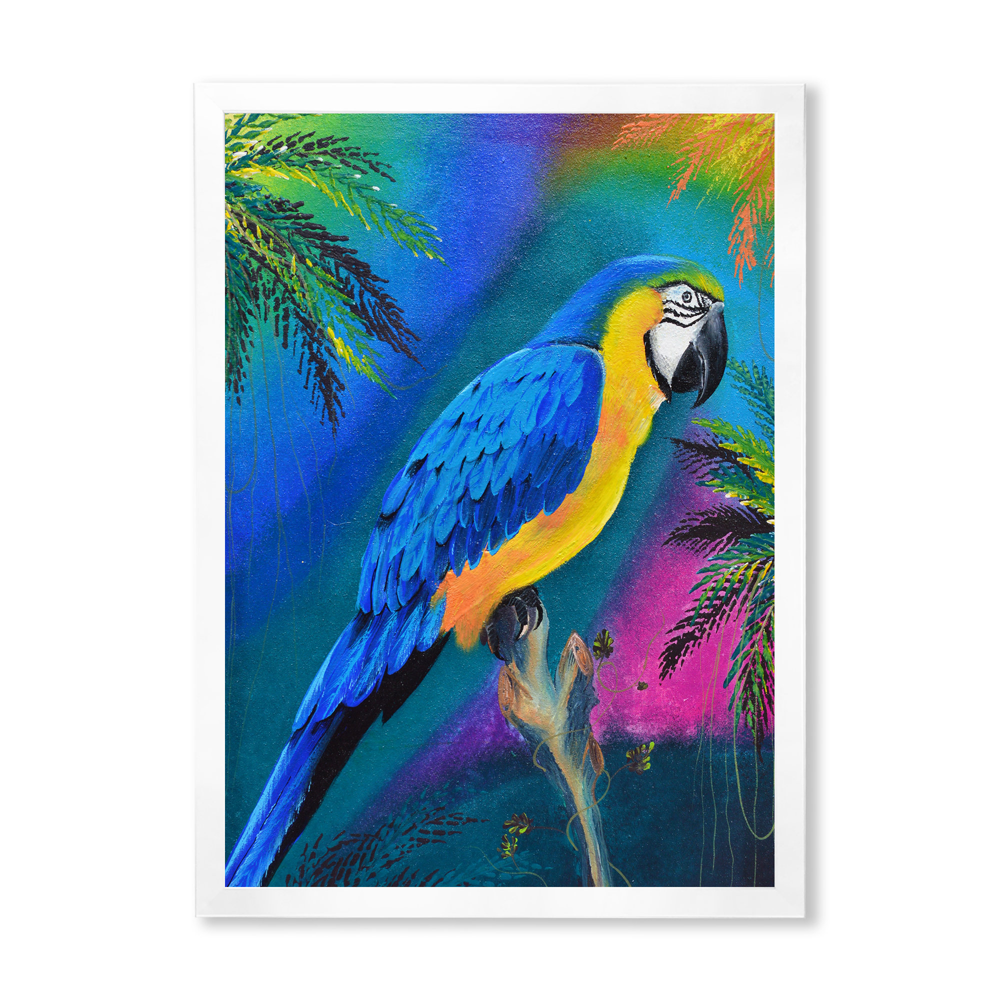 Bay Isle Home Colorful Blue And Yeloow Macaw Painting - Farmhouse ...