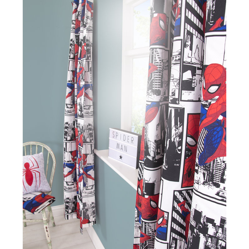 Marvel Spider Man Pencil Pleat Room Darkening Curtain Wayfair Co Uk
