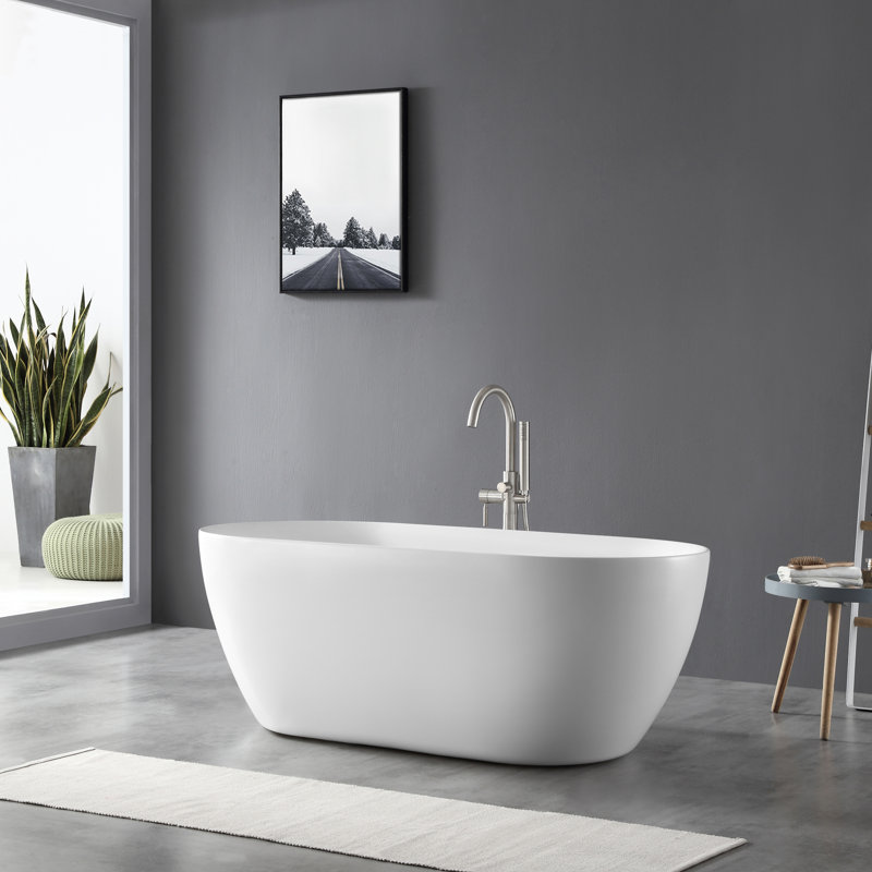 Ove Decors Ayago 59 X 28 Freestanding Soaking Acrylic Bathtub Wayfair