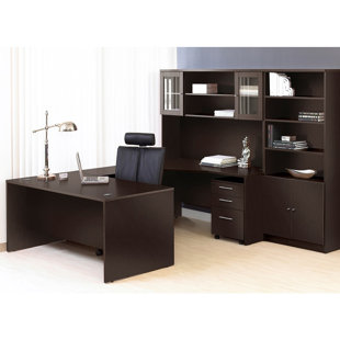 Go to store & view more images Haaken Furniture Pro X Executive 6 Piece U-Shape Desk Office Suite