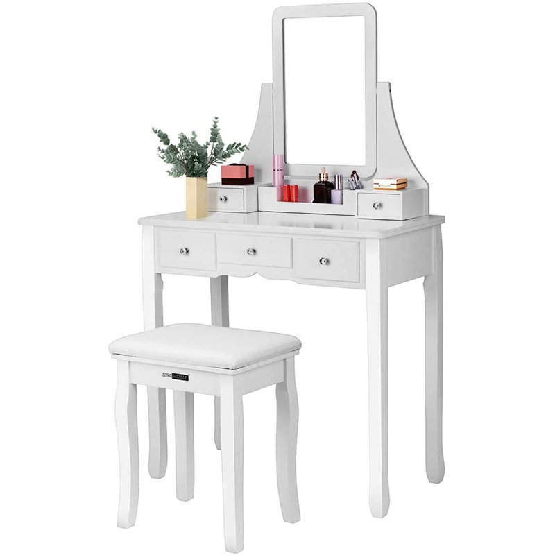 Vivohome Makeup Vanity Set With Stool And Mirror Wayfair
