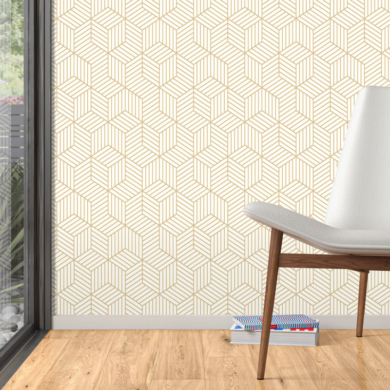 Enid Striped Hexagon 16 5 L X 20 5 W Geometric Peel And Stick Wallpaper Roll Reviews Allmodern