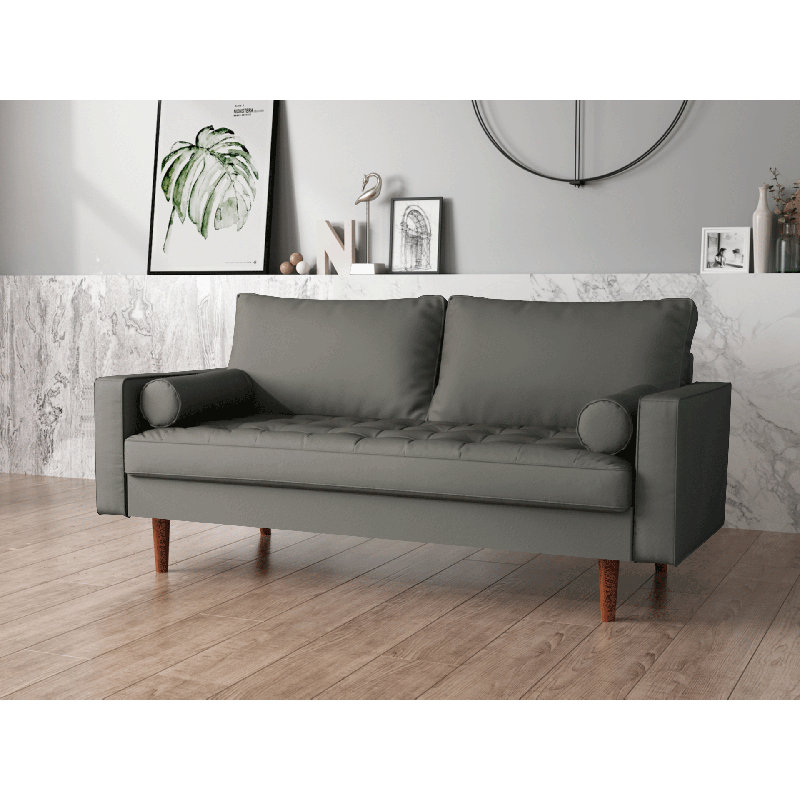 George Oliver Susan 69 68 Wide Faux Leather Square Arm Sofa Wayfair