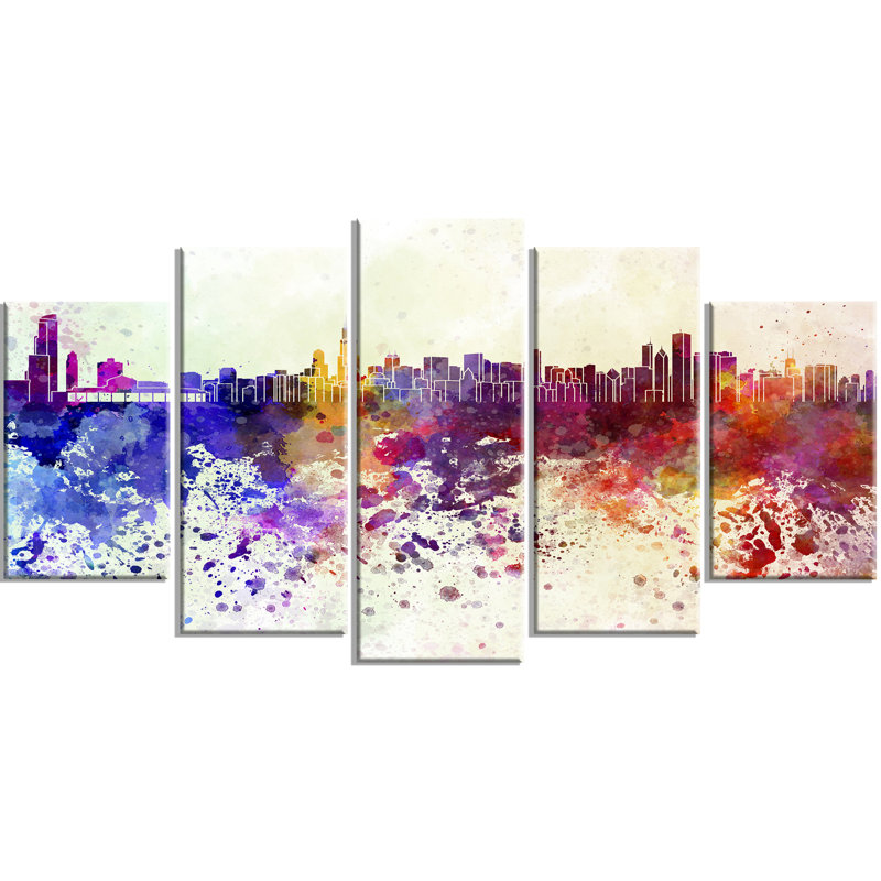 Ebern Designs Chicago Skyline 5 Piece Graphic Art On Wrapped Canvas Set Reviews Wayfair