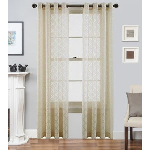 Geometric Sheer Grommet Curtain Panels (Set of 2)