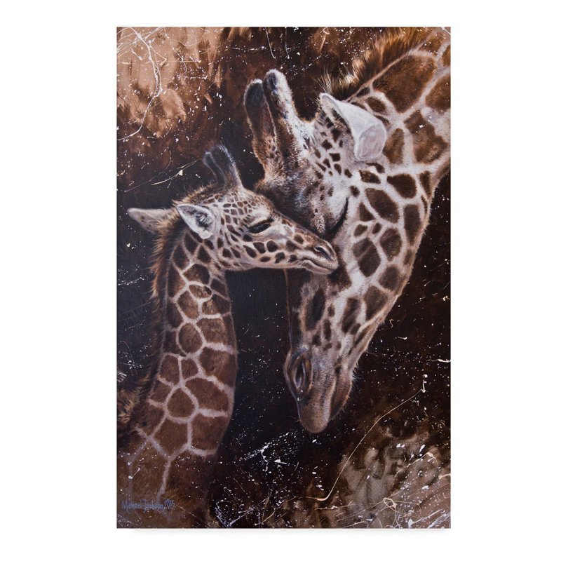 World Menagerie Baby Giraffes Acrylic Painting Print On Wrapped